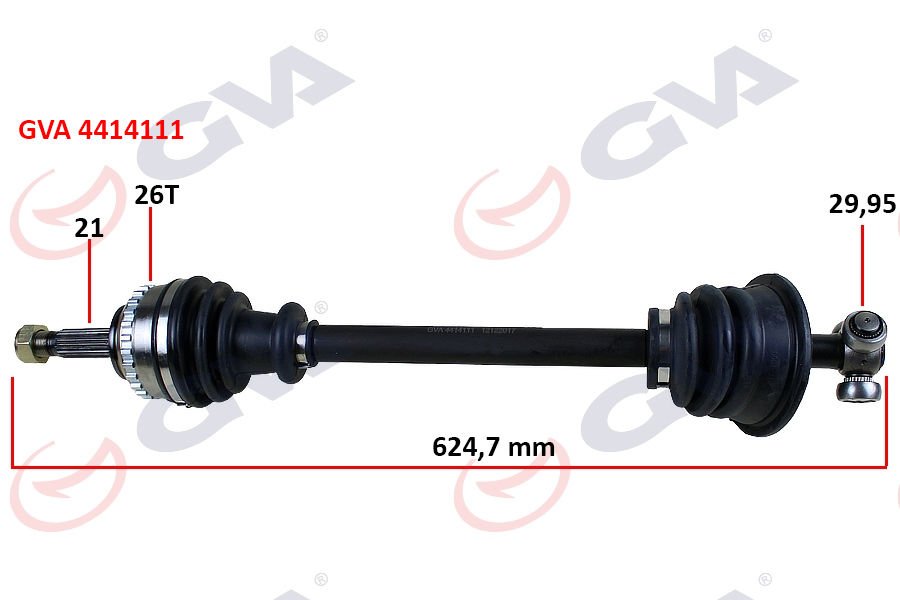 KOMPLE AKS SOL CLIO II 1.4i 16V 98-05 ABS Lİ 26DİŞ 625mm-GVA 4414111-7700110484-7711135246