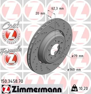 FREN DISKI ON SAG BMW M3 E90 E92 E93-ZIMMERMANN 150.3458.70-34112283802