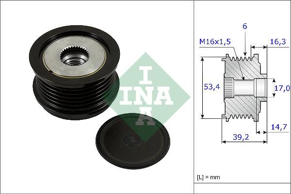 ALTERNATÖR KASNAĞI 39.2mm CMAX-FIESTA VI-FOCUS III-KUGA II-TRANSİT-CONNECT-COURIER 1.5-1.6-2.0TDCİ-INA 535023610-AV6Q10A352BA-31285816