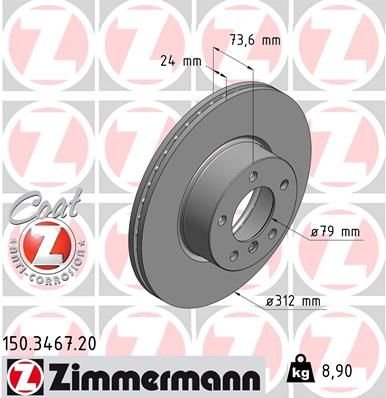 FREN DISKI ON BMW E90 E91 E92 E84-ZIMMERMANN 150.3467.20-34116855006-34116774875