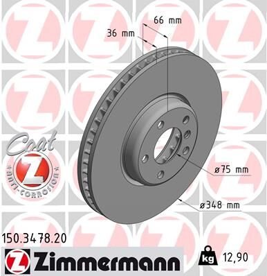 FREN DISKI ON SOL BMW F10 F07 F11 F12 F01-ZIMMERMANN 150.3478.20-34116785669
