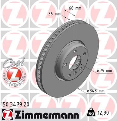FREN DISKI ON SAG BMW F10 F07 F11 F12 F01-ZIMMERMANN 150.3479.20-34116785670