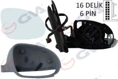 DIŞ DİKİZ AYNASI SAĞ GOLF 03 ELEKTRİKLİ ISITMALI SİNYALLİ ASTARLI KONVEKS 6 FİŞ VM-197EHPR-GVA 1075235-1K1857508CN