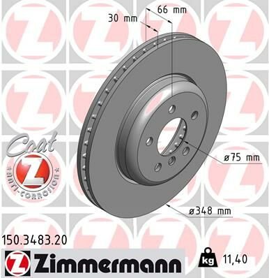 FREN DISKI ON BMW F06 F10 F11 F12 F13-ZIMMERMANN 150.3483.20-34116775277