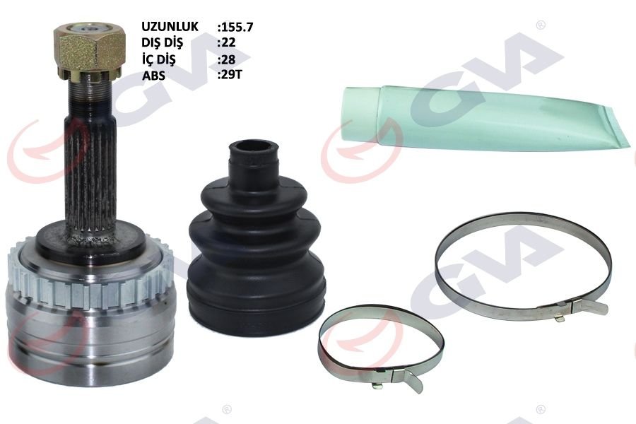 AKS KAFASI DIŞ ÖN CORSA B 1.2i 16V 93-00 ABS Lİ 569mm 29DİŞ 22x28x52 155mm-GVA 4490010K-26032411-374218