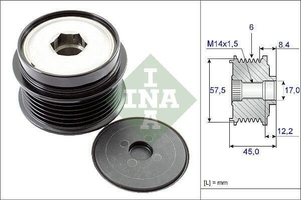 ALTERNATÖR KASNA RULMANLI JEEP CHEROKEE-WRANGLER 2.5-2.8CRD 01 DODGE NITRO-INA 535017410-53013554AF-53013554AB-53013554AD