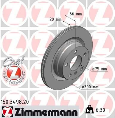 FREN DISKI ARKA BMW E87 E90 F20 F30 F32 F34 F36 HAVALI DELIKLI-ZIMMERMANN 150.3498.20-34216855007-34216792227