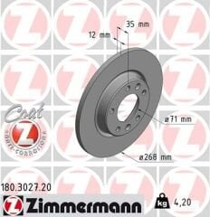 ARKA FREN AYNASI ASTRA L 2021 -COMBO E-GRANDLAND-C4-BERLINGO 18 308 14 -3008-PARTNER 18 408 22 268x71x35x5DL DOLU-ZIMMERMANN 180.3027.20-1609582880-3642786