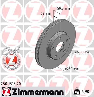 ON FREN DISK AYNA FOCUS IV 17-ZIMMERMANN 250.1315.20-JX611125AEB-2305503-JX611125AEA