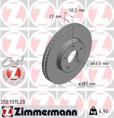 ON FREN DISK AYNA FOCUS IV 17-ZIMMERMANN 250.1315.20-JX611125AEB-2305503-JX611125AEA