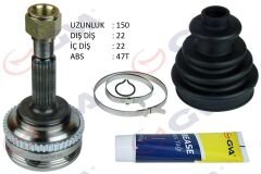 AKS KAFASI DIŞ ÖN KALOS 1.4 16V-AVEO 1.4 16V 03-08 ABS Lİ 47DİŞ MANUEL 22x22x52 150mm-GVA 4471912K-96348790-96391550-96391551