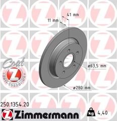 ARKA FREN DISKI AYNA FOCUS II04 11 C-MAX 07 09 VOLVO V50 04 12 C30 06 12 C70 II 05 13 S40 II 04 04 12 17 JANT - 16 JANT DÜZ 280mm 5 BİJON-ZIMMERMANN 250.1354.20-ME7M5J2A315BA-7M512A315BB-30769113