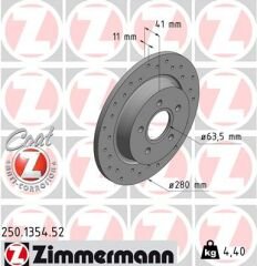 ARKA FREN DISKI AYNA FOCUS II04 11 C-MAX 07 09 VOLVO V50 04 12 C30 06 12 C70 II 05 13 S40 II 04 04 12 17 JANT - 16 JANT DÜZ 280mm 5 BİJON-ZIMMERMANN 250.1354.52-ME7M5J2A315BA-7M512A315BB-30769113