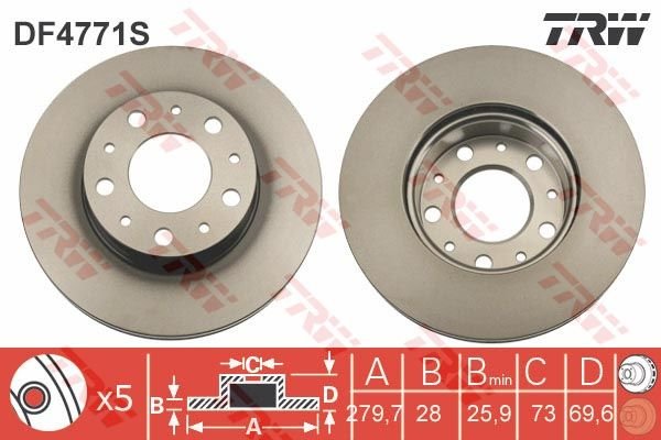 ON FREN DISK DUCATO III BOXER III JUMPER III 15 JANT KUCUK 280x28x5DL HAVALI-TRW DF4771S-51740246-4249.29-4249.28