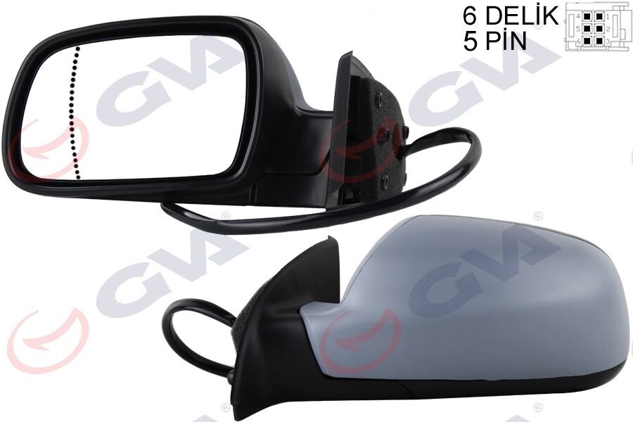 DIŞ DİKİZ AYNASI SOL 307 02 ELEKTRİKLİ ISITMALI ASTARLI ASFERİK 5 FİŞ VM-207EHPAL-GVA 1043311-8149.AW-8152.57-8152.75