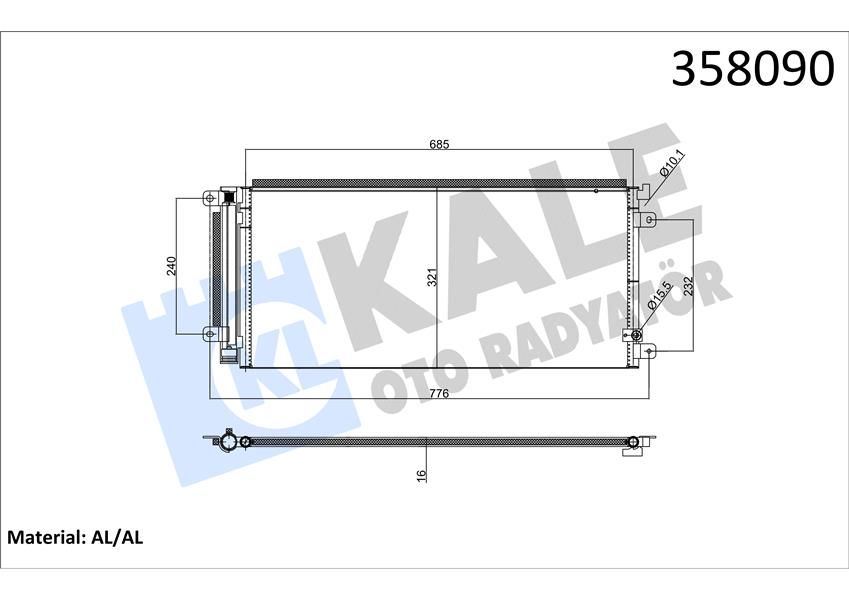 KONDENSER HONDA CIVIC X 1.0 VTEC 17- 1.5 VTEC 17- 1.0 İVTEC 18--KALE 358090-80100TBCA01