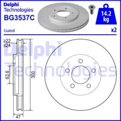 FREN DİSKİ ÇİFTLİ PAKET - BOYALI. DELİKLİ ÖN FORD // JAGUAR; MONDEO // X TYPE 10/2000-DELPHI BG3537C-7S7J1125BB-1321488-C2S42667