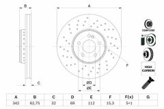 FREN DISKI ON MERCEDES W205 S205 C205 A205 W213 S213 C238-BOSCH-A0004212212