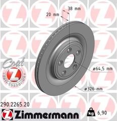 FREN DISKI ARKA JAGUAR S-TYPE 2 X200 XF I X250 XJ X350. X358 XJ X351 XJ X308 XK 2 X150-ZIMMERMANN 290.2265.20-C2D26352-C2C25339-C2D61075