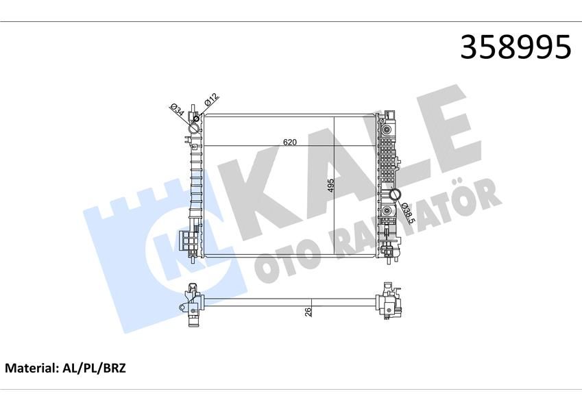RADYATÖR OPEL MOKKA 1.4-1.6 12- MOKKA X 1.4-1.6 CDTI 12- 1300365-1300366-42418327-94552132-KALE 358995-42418327-94552132-42361594-42418326