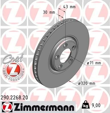 FREN DISKI ON JAGUAR S-TYPE 2 X200 XJ X350. X358-ZIMMERMANN 290.2268.20-C2C8354
