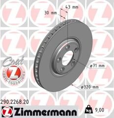 FREN DISKI ON JAGUAR S-TYPE 2 X200 XJ X350. X358-ZIMMERMANN 290.2268.20-C2C8354