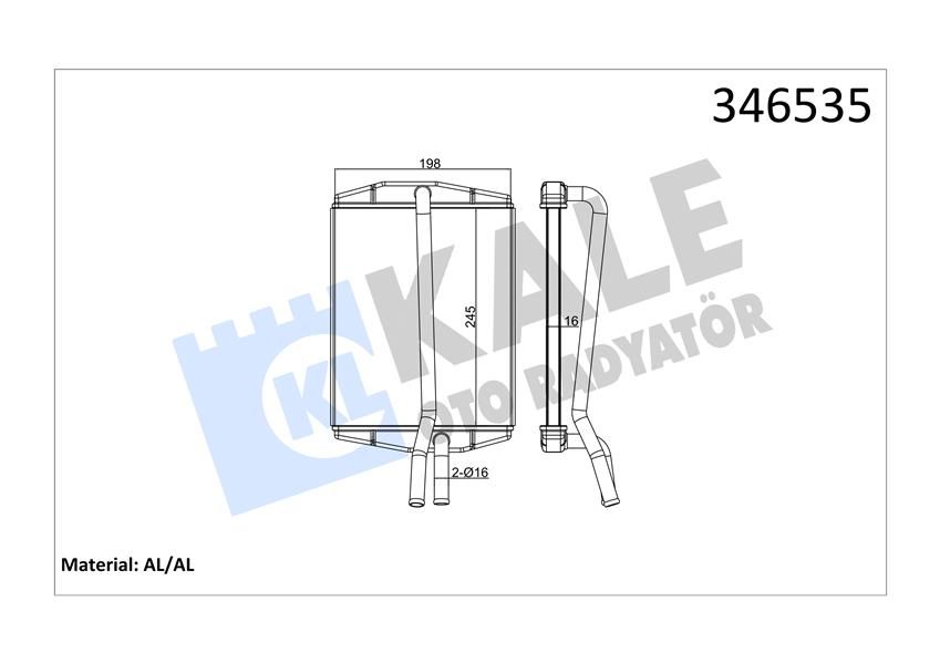 KALORİFER RADYATÖRÜ BRAZİNG KA 96-08 FIESTA IV 95-02 PUMA 97-02 1.3-1.6 247x198x22-KALE-1011670-1113626-1206843