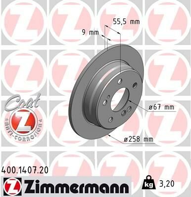 FREN DISKI ARKA MERCEDES W201 W202 W124 C124-ZIMMERMANN 400.1407.20-A2014231212