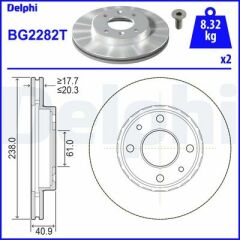 ÖN FREN AYNASI KÜÇÜK RENAULT R9-R11-R19-R21 CLIO I 91 96 CLIO II 98 CLIO SYMBOL 00 09 KANGOO 97 MEGANE I 96 SYMBOL II 08 238x20.1 HAVALI 4 DELİK-DELPHI BG2282T-7700756572-7701204286