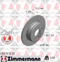 FREN DISKI ARKA MERCEDES W202 W203 CL203 W210 C208 W124-ZIMMERMANN 400.1412.20-A2034230112