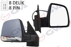 DIŞ DİKİZ AYNASI SAĞ DOBLO 11 ELEKTRİKLİ SİNYALLİ ASTARLI TEK CAM SENSÖRLÜ KONVEKS 8 FİŞ VM-668EHPSR-GVA 1029174-735528041