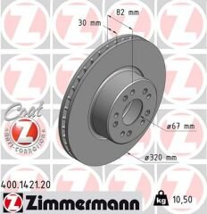 FREN DISKI ON MERCEDES S-CLASS W140 93 98-ZIMMERMANN 400.1421.20-A1404211012