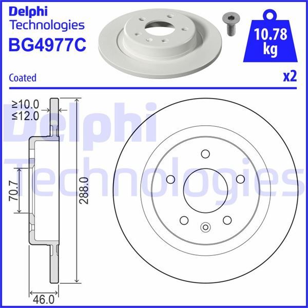 ARKA FREN AYNASI INSIGNIA B 2017 16 İNÇ 288x12x5DL DOLU-DELPHI BG4977C-13517857-13521008-YR00078280