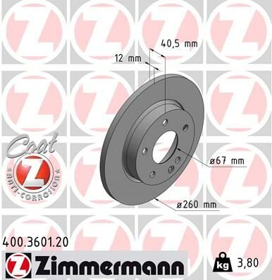FREN DISKI ON MERCEDES A-CLASS W168 97 04-ZIMMERMANN 400.3601.20-A1684210112