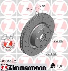 FREN DISKI ON MERCEDES S-CLASS W220 98 05-ZIMMERMANN 400.3606.20-A2204212512