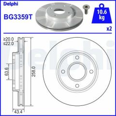 ÖN FREN AYNASI FOCUS 98-04 FIESTA 1.4TDCİ 96 FUSION 02 KA 03 MAZDA 2 03 258x22x4DLxHAVALI 8213017-DELPHI BG3359T-98AB1125BD-4077455-TAMT1125FCS