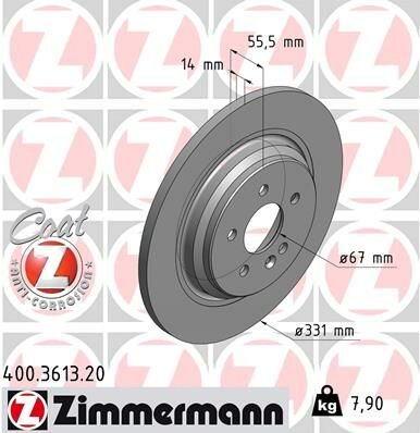 FREN DISKI ARKA MERCEDES ML-CLASS W163 98 05-ZIMMERMANN 400.3613.20-A1634230212