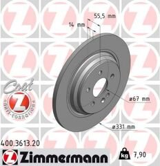 FREN DISKI ARKA MERCEDES ML-CLASS W163 98 05-ZIMMERMANN 400.3613.20-A1634230212