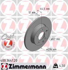 FREN DISKI ON MERCEDES A-CLASS W169 04 12-ZIMMERMANN 400.3641.20-A1694210012