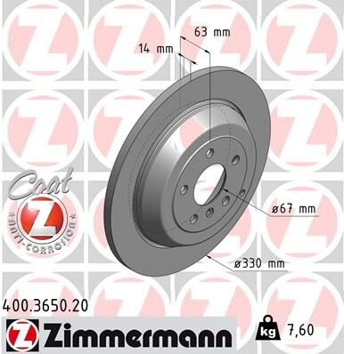 FREN DISKI ARKA MERCEDES W164 W251-ZIMMERMANN 400.3650.20-A1644231212