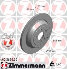 FREN DISKI ARKA MERCEDES W164 W251-ZIMMERMANN 400.3650.20-A1644231212