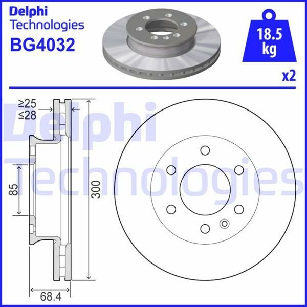FREN DISKI ON MERCEDES SPRINTER B906 B907 B910 . VW CRAFTER 30-35-50-DELPHI BG4032T-A9104210100-2E0615301