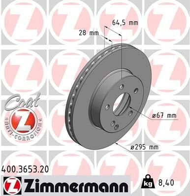 FREN DISKI ON MERCEDES W204 S204 C204 W212 S212 A207 R172-ZIMMERMANN 400.3653.20-A2124211312