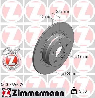 FREN DISKI ARKA MERCEDES W204 S204 C204 C207 A207-ZIMMERMANN 400.3656.20-A2044231512