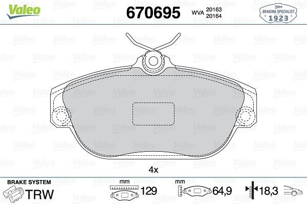 ÖN BALATA VOLVO S90 2.9 V90 2.9 740 2.0 2.3 2.4 940 2.0 2.3 960 2.0 2.9-VALEO-271979-271737-31261183