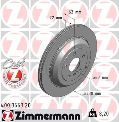 FREN DISKI ARKA 4-matic MERCEDES X164 W251 W164-ZIMMERMANN 400.3663.20-A1644231312