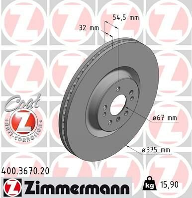FREN DISKI ON 4-matic MERCEDES GL-CLASS X164 06 12-ZIMMERMANN 400.3670.20-A1644211512