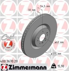 FREN DISKI ON 4-matic MERCEDES GL-CLASS X164 06 12-ZIMMERMANN 400.3670.20-A1644211512
