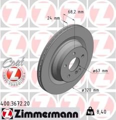 FREN DISKI ARKA MERCEDES C218 W211 W212 S212-ZIMMERMANN 400.3672.20-A2194230012