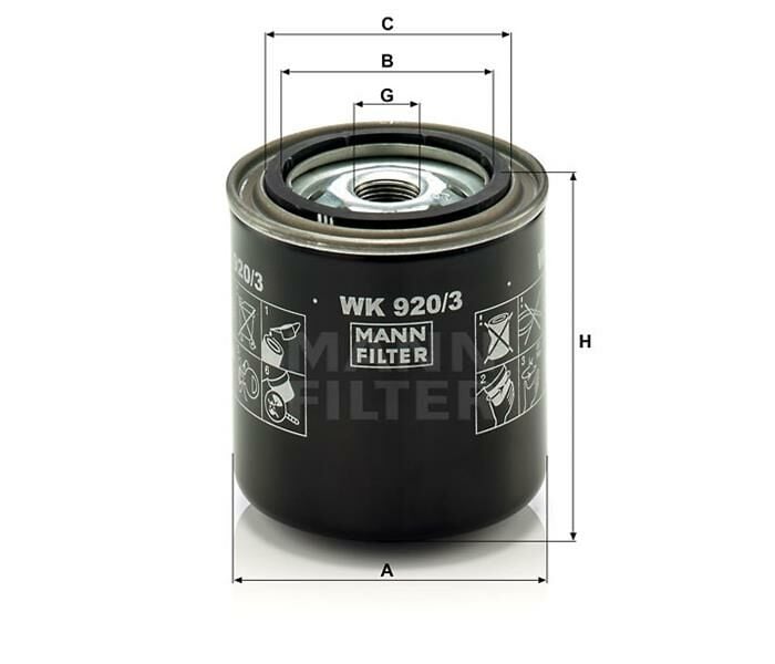 YAKIT FİLTRESİ MAZDA B-SERİE PİCKUP 2.5 D 4WD 78HP 09/98-06/99-MANN WK920.3-PN1713ZA5A